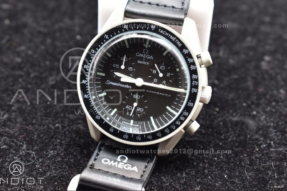 on Swatch Moon Strap Nylon Bioceramic to Mission The Quartz Omega x Moonwatch 1223